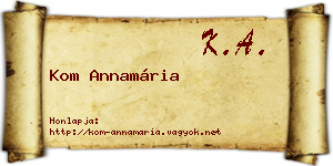 Kom Annamária névjegykártya